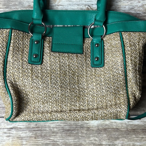 Boho bag teal and mesh style rope boat bag beach bag hand or shoulder - Picture 5 of 6